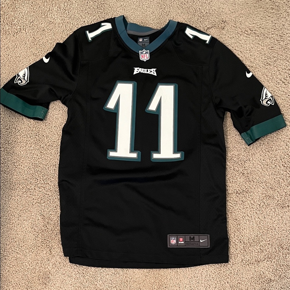 Eagles Carson Wentz 11 Nike Black and Teal NFL Jersey medium